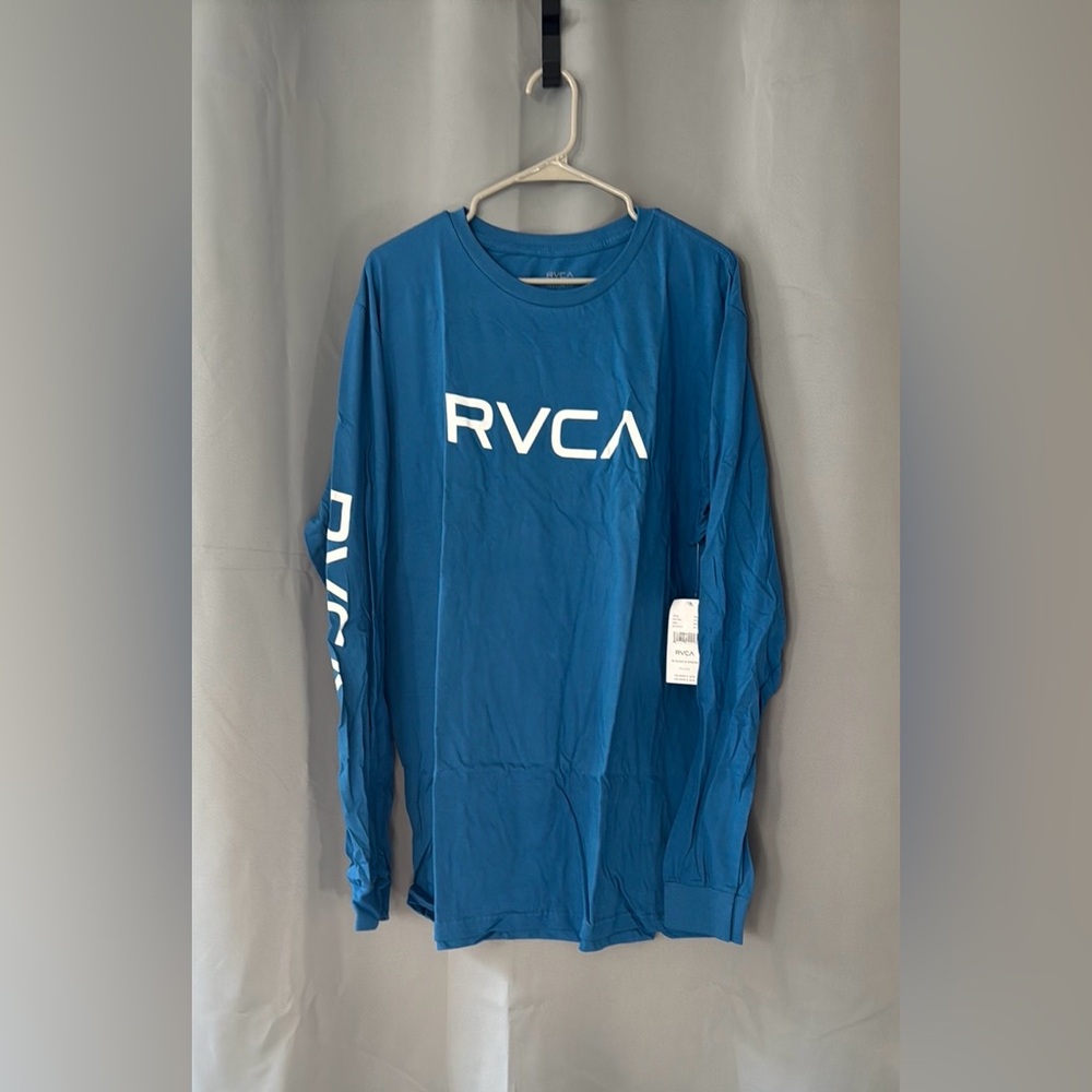 RVCA Blue Long Sleeve Tee with Crew Neck